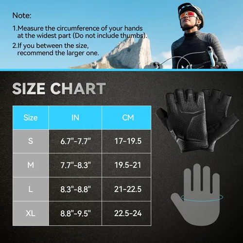 Miniatura 4 de Guantes de ciclismo para hombresmujeres-almohadilla de 0.197 in guantes de ciclismo de medio dedo bicicleta de carretera MTB guantes de bicicleta