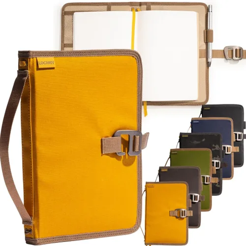Miniatura 28 de LOCHBY® Carpeta Field A5 Cubierta de carpeta de 6 anillas Lona encerada resistente al agua Diseño plano Sistema A5 apto para recargar