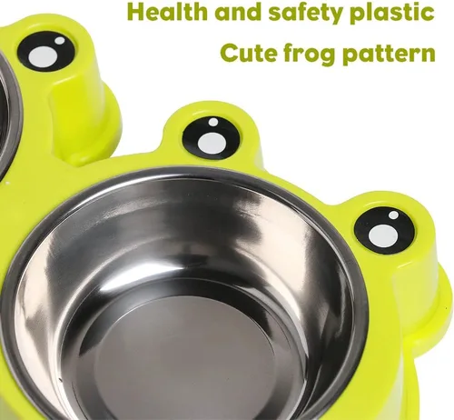 Miniatura 4 de Cuencos dobles de acero inoxidable para perros y gatos, cuencos para mascotas con acero inoxidable antideslizante, lindo modelado, comida