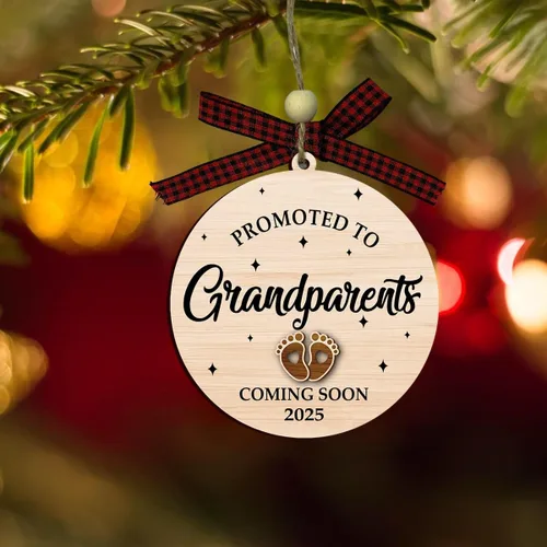 Miniatura 6 de Adorno de anuncio de embarazo para abuelos 2025, adorno de Navidad promocionado a abuelos 2025, adorno de anuncio de bebé