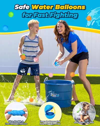 Miniatura 4 de SOPPYCID - 15 globos de agua reutilizables de llenado rápido para niños, globos de agua magnéticos recargables para piscina y playa, juguetes