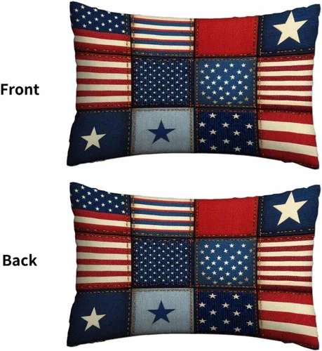 Miniatura 2 de Mugod Funda de cojín con diseño de bandera estadounidense a rayas y estrellas, funda de almohada para cama, sofá, oficina, decoración de 20 x 30