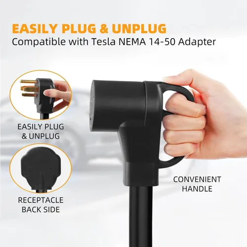 Miniatura 4 de Cable adaptador de cargador NEMA 14-30P a 14-50R EV, 30 amperios a 50 amperios, 4 clavijas para secadora a enchufe EV, cable de calibre 10 Negro