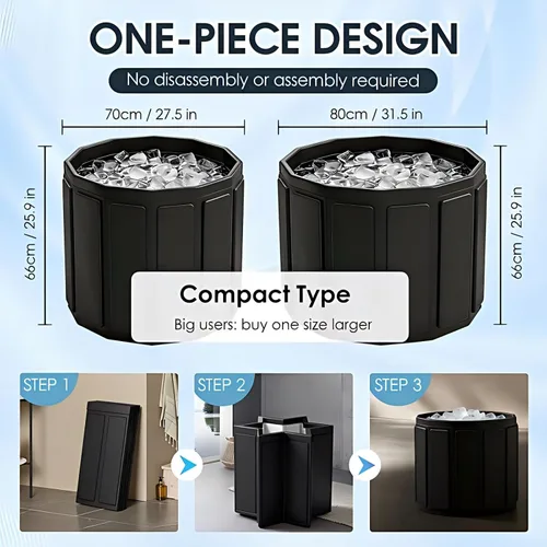 Miniatura 5 de Ice Bath - Bañera fría – Baño de hielo portátil para adultos, bañera plegable aislada de 6 capas para crioterapia y recuperación muscular, bañera