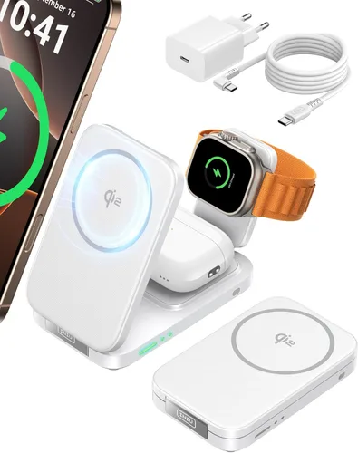 Miniatura 9 de INIU Estación de carga inalámbrica 3 en 1, cargador de viaje certificado Qi2 de 15W para múltiples dispositivos Apple, soporte de cargador Negro