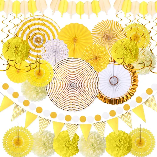 Miniatura 10 de Juego de 35 piezas de decoración para fiesta con abanicos de papel - Pom Poms del Cinco de Mayo, banderines, guirnaldas, pancartas, remolinos