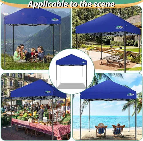 Miniatura 201 de COBIZI Tienda de campaña desplegable de 6.6 x 6.6 pies, toldo resistente, fácil de instalar, impermeable, para exteriores, fiestas, playa, jardín
