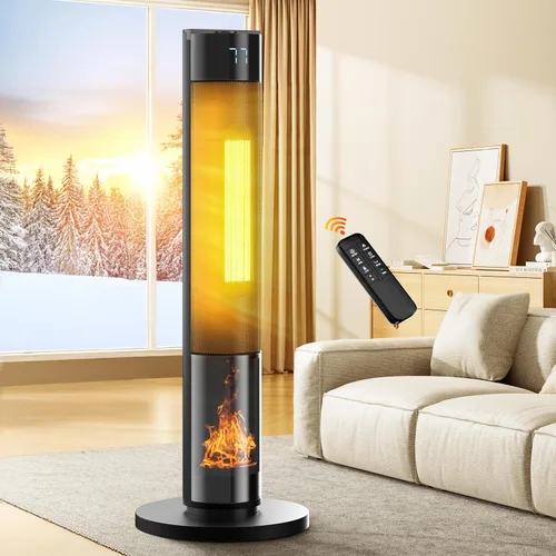 AKIRES Calentadores de espacio para uso en interiores para habitaciones grandes, calentador de habitación en torre con termostato, oscilante de
