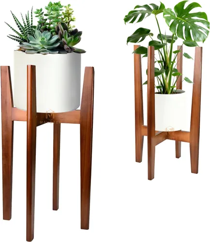 MAVOTER - Soporte para plantas de 24" de altura, soportes de madera para plantas de interior, soporte de esquina para plantas de estilo moderno de