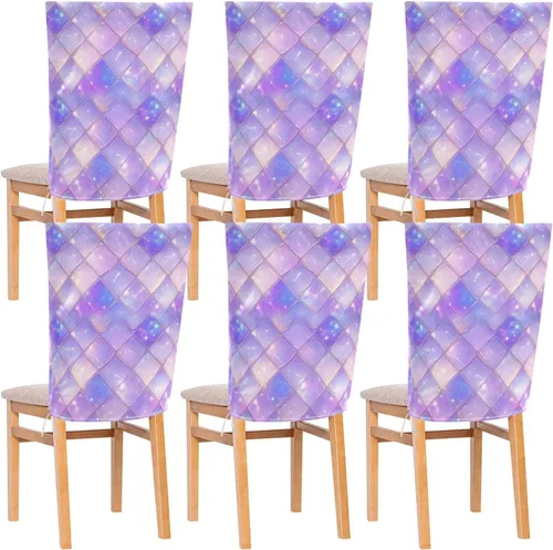 Juego de 6 fundas decorativas para sillas de comedor con diseño de escamas de dragón morado, para reuniones familiares, fundas de asiento extraíbles