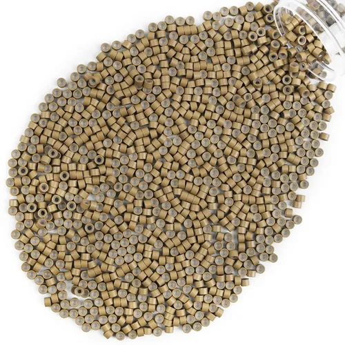 Miniatura 25 de Vlasy 100 Piezas Cuentas de Nano Anillo con Forro de Silicona para Extensiones de Cabello Humano con Nano Anillo 5 Colores Opcionales (Negro)