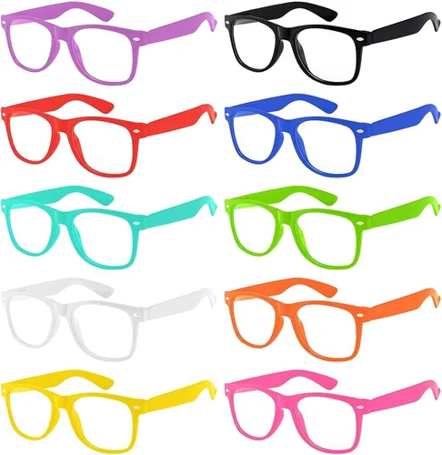 Owl 5,6,10,12 Pack Retro 80's Vintage Sunglasses Clear Lens Colored Frame