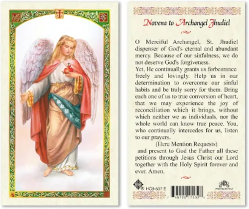 Miniatura 7 de Tarjetas de oración católicas laminadas de siete arcángeles para intervención y orientación, Michael Gabriel Raphael Uriel Barachiel Jhudiel
