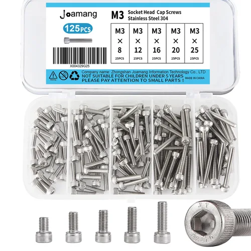 Tornillos de cabeza hueca M3 x 0.315 in, 0.472 in, 0.630 in, 0.787 in, 0.984 in, acero inoxidable 304, unidad hexagonal Allen métrica, acabado