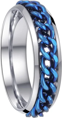 Miniatura 74 de Anillos giratorios para la ansiedad para hombre, anillos clásicos de cadena para mujeres y adultos, anillo de acero de titanio
