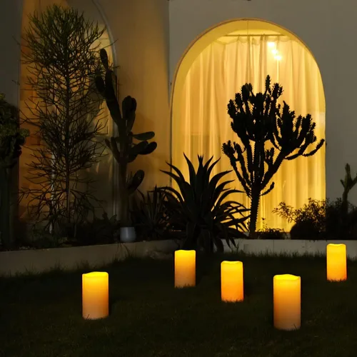 Miniatura 7 de 5plots Velas individuales sin llama para exteriores, impermeables, de 4 x 10 pulgadas, velas LED parpadeantes que funcionan con pilas con control
