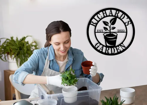 Miniatura 6 de Letrero de metal personalizado para jardín, letrero de pared para decoración al aire libre con nombre personalizado, arte de pared con apellido