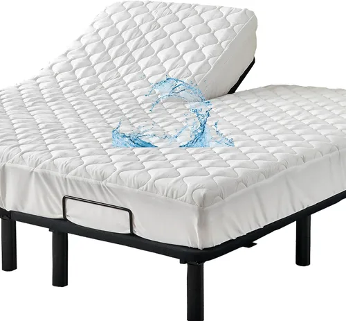 Miniatura 9 de Protector de colchón acolchado impermeable tamaño matrimonial para colchón de aire, suave, silencioso, funda de colchón ajustada con bolsillo