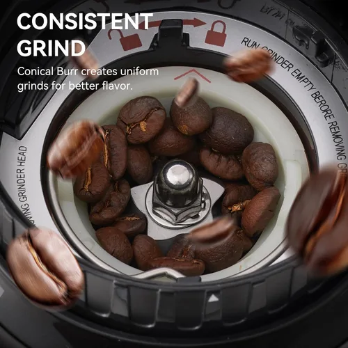 Miniatura 2 de Molinillo de café cónico eléctrico con temporizador electrónico, antiestático, molinillos de café para uso doméstico, molinillo de rebabas cónicas
