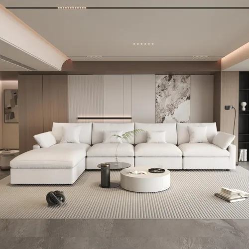 Miniatura 43 de WJShome Sofá Seccional Cloud Couch de 83 pulgadas para sala de estar, sofá seccional modular relleno de plumón, sofás en forma de L con otomana