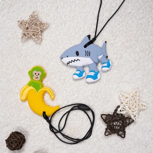 Miniatura 6 de 2 piezas de collar sensorial de silicona para niños y niñas, collar masticable para niños con autismo, TDAH, motor oral, necesidades de morder