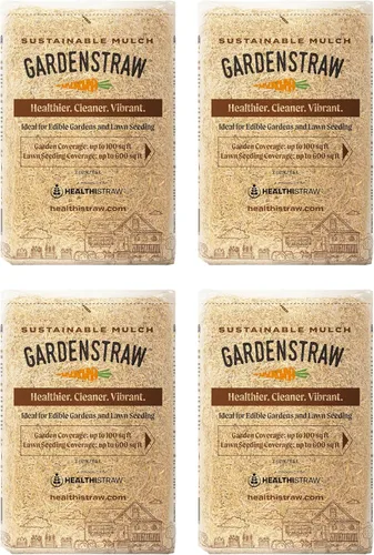 Miniatura 9 de HealthiStraw GardenStraw, mantillo totalmente natural de 3 pies cúbicos (20 libras) para siembra de jardines, verduras y césped, paja de trigo que