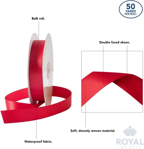 Miniatura 4 de Royal Imports Cinta de tela de satén de doble cara (1 pulgada) para envolver regalos, hacer lazos, decoración del cabello, vacaciones, bodas