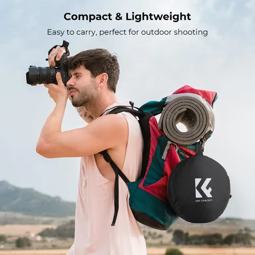 Miniatura 5 de K&F CONCEPT Reflector de luz 5 en 1 de 32" (80cm) Difusor para fotografía plegable portátil para iluminación de estudio y exterior en oro, plata