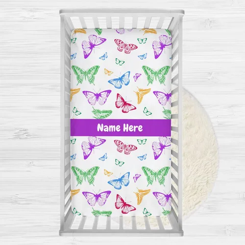 Sábanas de cuna de bebé coloridas personalizadas con nombre, paquete personalizado y sábanas de juego para bebés, sábanas de colchón de cuna,