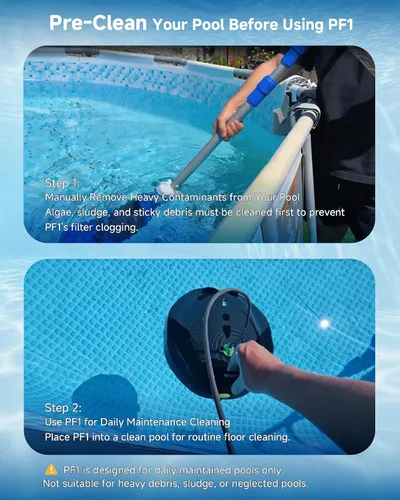 Miniatura 6 de Pooloob Aspirador robótico para piscina con filtración de triple capa y boya flotante, para mantenimiento diario regular, limpieza de piso plano