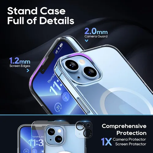 Miniatura 4 de Funda magnética para iPhone 14 de 6.1 pulgadas (2022), soporte delgado con protector de pantalla compatible con Magsafe a prueba de golpes
