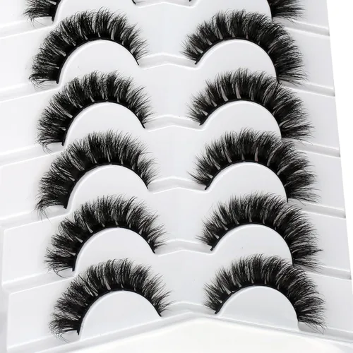 Miniatura 429 de Pooplunch - Pestañas postizas finas de visón sintético, estilo ojo de gato, naturales, cruzadas, tipo racimo, efecto 8D de volumen, tiras