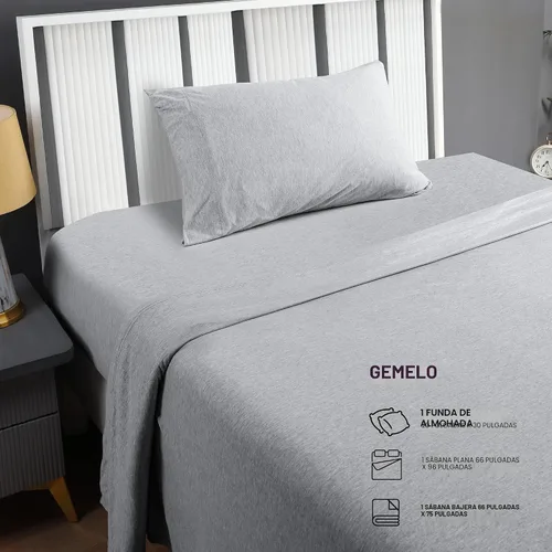 Miniatura 2 de Utopia Bedding Juego de sábanas tamaño individual – Sábanas de punto de jersey de 3 piezas – Algodón – Sábanas elásticas suaves para camiseta Gris