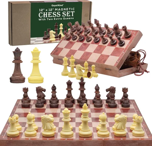 Juego de ajedrez de viaje magnético para niños y adultos. Juego de mesa de ajedrez portátil de 12 x 12 pulgadas para principiantes y jugadores