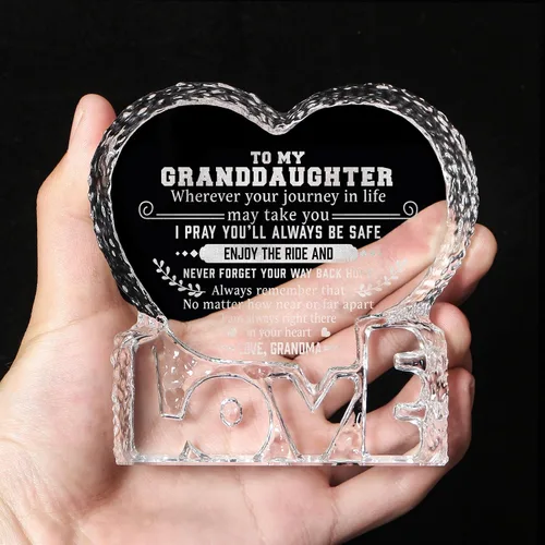 Miniatura 6 de Regalo de cristal de corazón grabado para nieta de la abuela, placa de cristal personalizada, aniversario, Navidad, regalo de cumpleaños para nieta