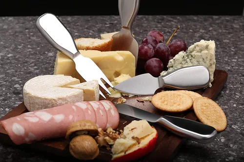 Juego de herramientas de queso de acero inoxidable de alta calidad, juego de cuchillos de queso de 4 piezas, corta, extiende todos tus quesos 4