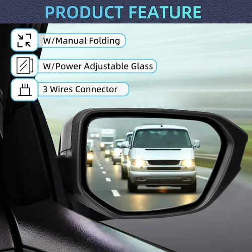 Miniatura 4 de KAKSEY Espejo eléctrico para puerta del lado derecho del pasajero, compatible con Honda Civic 2016, 2017, 2018, 2019, 2020, 2021, vidrio con ajuste