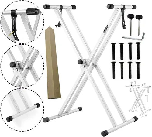Miniatura 5 de Kadence NK13WH Touring Series - Soporte para teclado de 6.6 lbs de doble X Marco resistente y embrague de bloqueo seguro Diseño X de doble