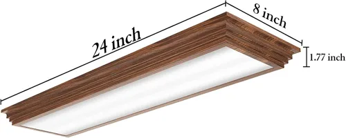 Miniatura 6 de FAITHSAIL - Lámpara LED de 2 pies con CCT seleccionable de 3000K/4000K/5000K, regulable, lámpara LED lineal de 2 pies con aspecto de madera, 30W