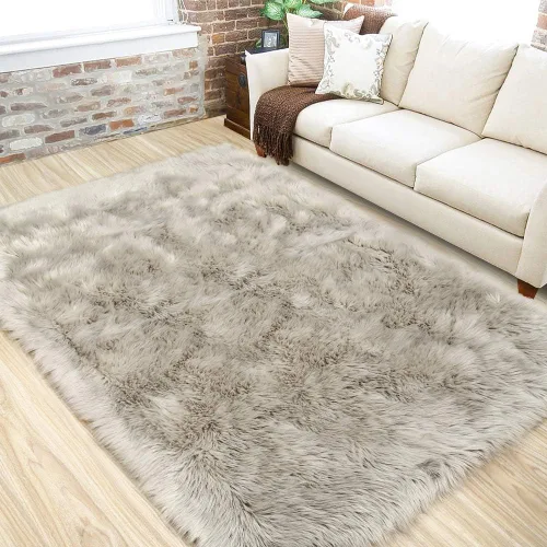 Miniatura 40 de LOCHAS Alfombra mullida ultrasuave, alfombra de pelo sintético de oveja, para el dormitorio, para colocar junto a la cama, para la sala