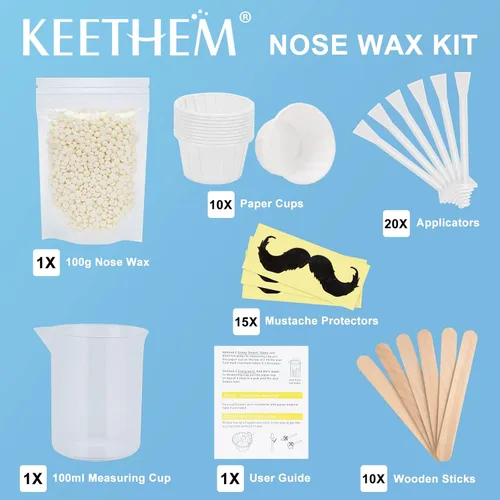 Miniatura 2 de Kit de cera para el cabello de la nariz – 3.53 oz de cera para la nariz + 20 aplicadores + 15 protectores de bigote + 10 vasos de papel + 10 blanco