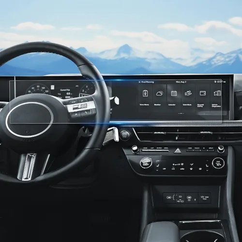 Miniatura 10 de Para 6 piezas de vidrio templado brillante integrado 2024 2025 2026 Hyundai Santa Fe pantalla táctil de 12.3 pulgadas y protector de pantalla