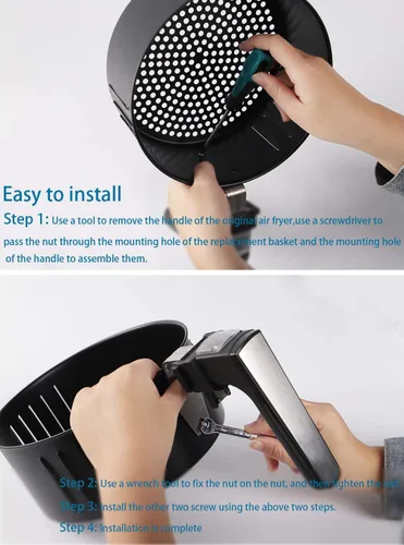 Miniatura 5 de Cesta de repuesto para freidora de aire de 3.7 cuartos de galón para energía, accesorios para freidora de aire para Gowise USA, cesta antiadherente