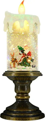 Velas sin llama AOMIL de Navidad, velas sin llama parpadeantes con temporizador, velas LED de Navidad operadas por batería, luz de vela de muñeco de