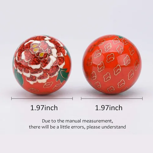 Miniatura 2 de 1.97 '' Bolas de Baoding Chino Ejercicio de la mano Bolas de masaje con caja Rosa roja Patrón Bolas con campanillas Padres Regalo TQZDBS71 Rojo