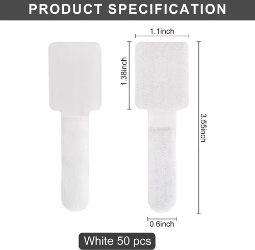 Miniatura 2 de Paquete de 50 bridas reutilizables autoadhesivas para organizar cables, correas ajustables de gancho y bucle para organizar cables de datos, cables