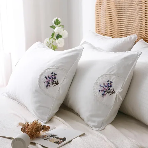 Miniatura 8 de Fundas de almohada bordadas blancas, fundas de almohada de pájaros con encaje, 100% algodón, paquete de 2 unidades, tamaño Queen 30 x 20 pulgadas