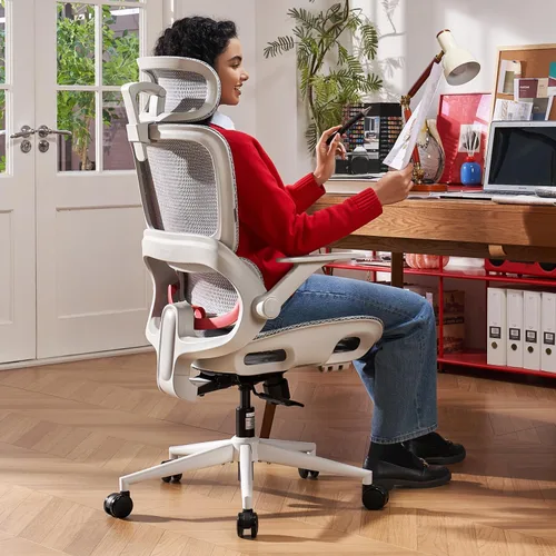 Miniatura 13 de SIHOO B100 Office Chair, Ergonomic Office Chair Without Footrest, Computer Chair with Wide Headrest & Adaptive Lumbar Support, Flip-up Armrests