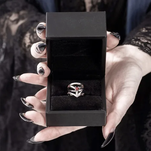 Miniatura 3 de Anillo de afecto de Rogue+Wolf Halloween plata compromiso compromiso compromiso anillos de boda para mujer, joyería gótica Y2K, accesorios