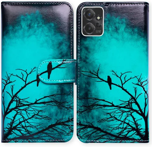 Bcov Funda para Moto G Power 5G, diseño de pájaro negro y verde con tapa para teléfono con ranura para tarjetas, soporte para Motorola Moto G Power